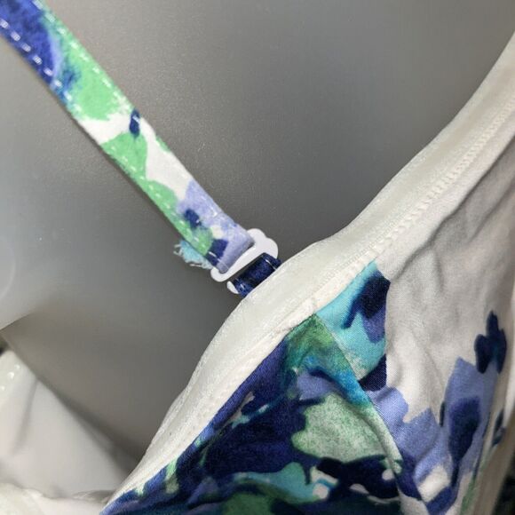 New York & Co. Stretch Blue White Floral Minidress Size 8 Spaghetti Or Strapless - Picture 2 of 5